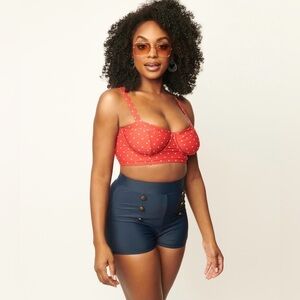 Unique Vintage Marlene Swim TOP Red and White Polka Dot Bikini Top Sz S